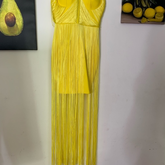 Yellow Fringe Bandage Dress - Picture 4 of 8